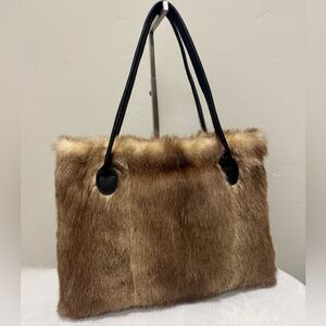 Natural Coyote Fur Handmade Large Tote Bag, Shoulder bag, Crossbody Bag